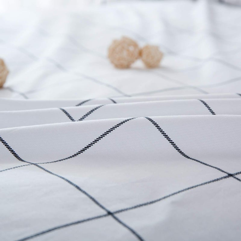 Houseri Jumeey Plaid Duvet Cover Queen Black and White Buffalo Plaid Grid Checkered Bed Duvet Cover Full Size - Image 5